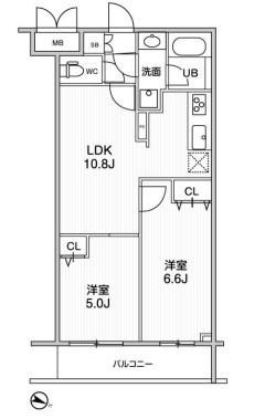 LIME RESIDENCE HIKIFUNE(2LDK/2階)の間取り写真