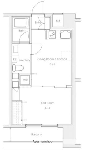 ソサエティ蔵前(1DK/3階)の間取り写真
