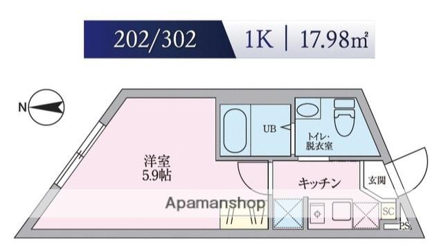 REBERTY五反野(1K/3階)の間取り写真