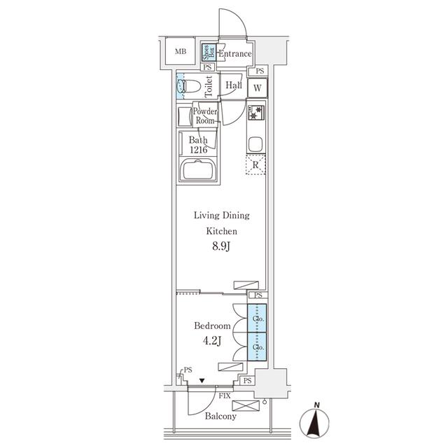 フロンティアレジデンス錦糸公園(1LDK/4階)の間取り写真