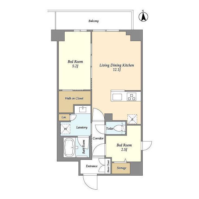 コンフォリア竹ノ塚イースト(2LDK/7階)の間取り写真