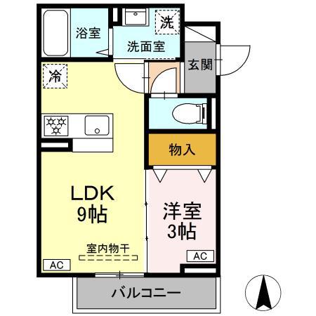 グラナーデ扇Ⅰ C(1LDK/3階)の間取り写真