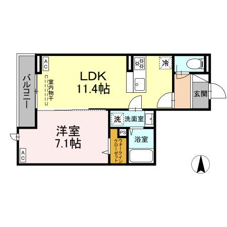 セレスティア西保木間(1LDK/2階)の間取り写真