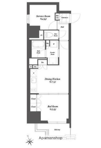 THE GATEHOUSE浅草雷門(1SDK/3階)の間取り写真