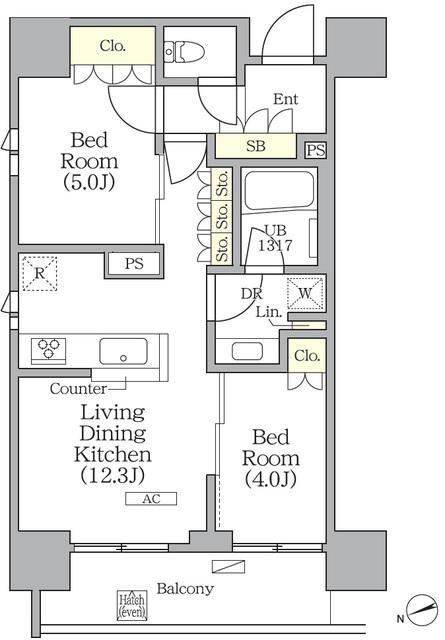 グランエール西日暮里(2LDK/2階)の間取り写真