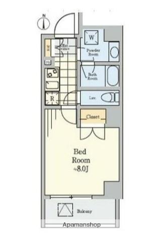 クレストコート菊川(1K/4階)の間取り写真