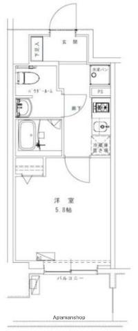 ジェノヴィア浅草Ⅶ(1K/2階)の間取り写真