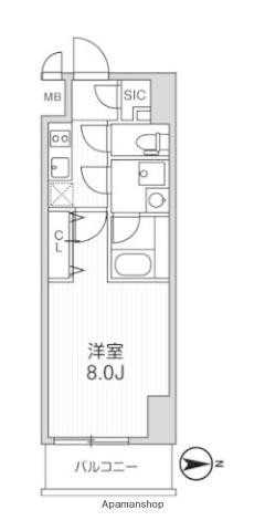 LUNIQ新御徒町Ⅰ(1K/14階)の間取り写真