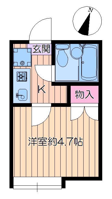 リバーパーク一之江A(1K/1階)の間取り写真