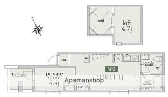 アーベインテラス浅草(1LDK/3階)の間取り写真
