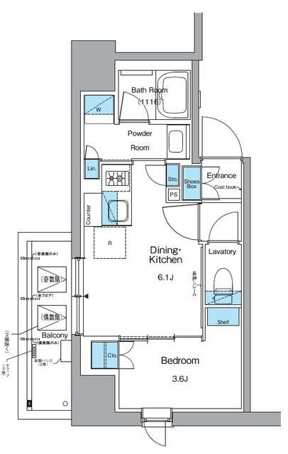 ルフォンプログレ上野御徒町(1DK/4階)の間取り写真