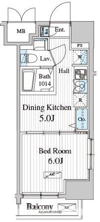 TOTSU RESIDENCE KAMINARIMON(1DK/8階)の間取り写真