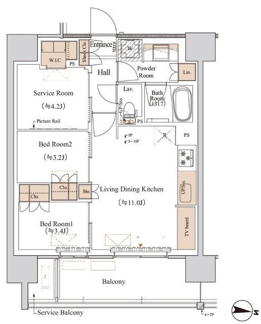 ブランシエスタ木場(2SLDK/5階)の間取り写真