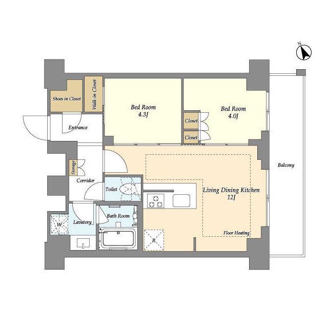 オアーゼ日暮里レジデンス(2LDK/10階)の間取り写真