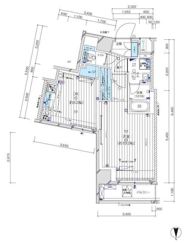 メインステージ八広(1DK/4階)の間取り写真