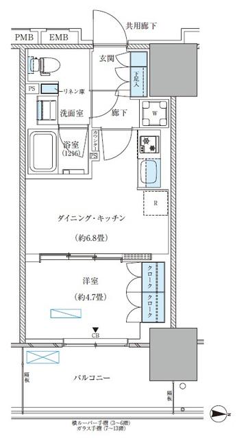 パークアクシス西大島コンフォートスクエア(1DK/6階)の間取り写真