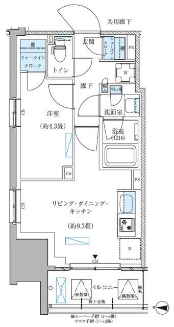 パークアクシス西大島コンフォートスクエア(1LDK/9階)の間取り写真