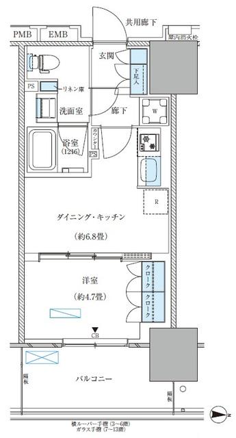 パークアクシス西大島コンフォートスクエア(1DK/4階)の間取り写真