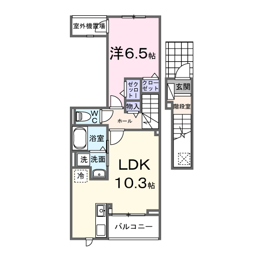 ヒカルサ梅島(1LDK/2階)の間取り写真