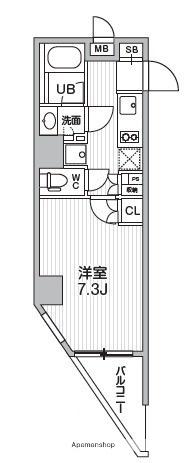 シーズンフラッツ浅草(1K/4階)の間取り写真