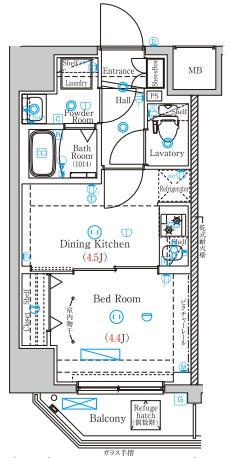 MIND両国(1DK/3階)の間取り写真