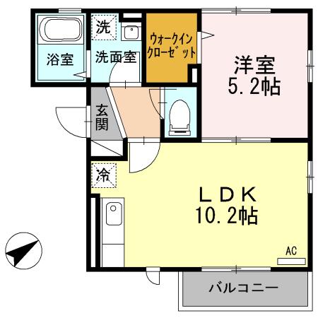 サンクレール(1LDK/2階)の間取り写真