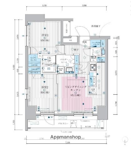 メインステージ新御徒町(2LDK/11階)の間取り写真