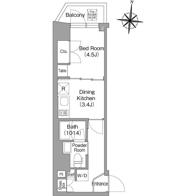 コンフォリア・リヴ木場イーストⅠ(1K/1階)の間取り写真