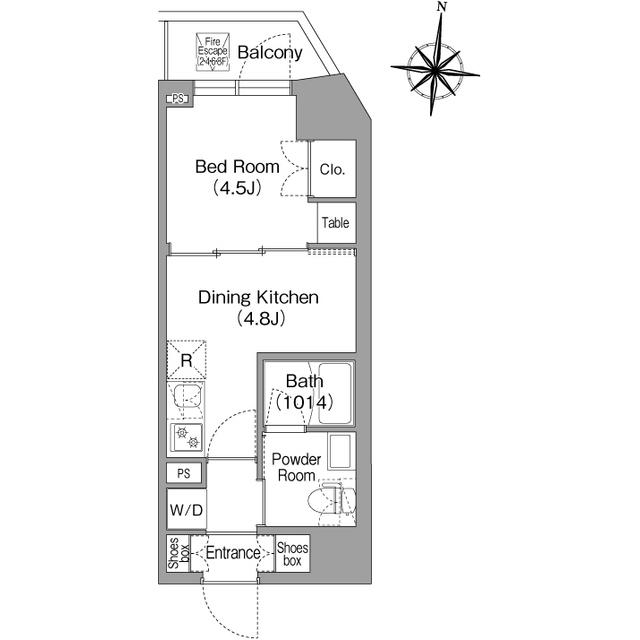 コンフォリア・リヴ木場イーストⅠ(1DK/4階)の間取り写真