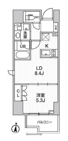 シーズンフラッツ両国(1LDK/6階)の間取り写真