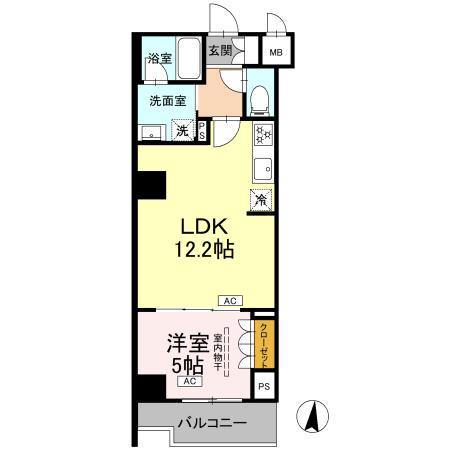 ロイジェント潮見(1LDK/2階)の間取り写真