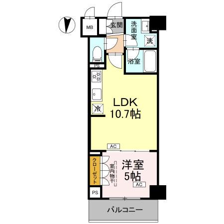 ロイジェント潮見(1LDK/7階)の間取り写真
