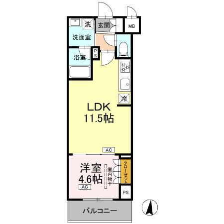 ロイジェント潮見(1LDK/7階)の間取り写真