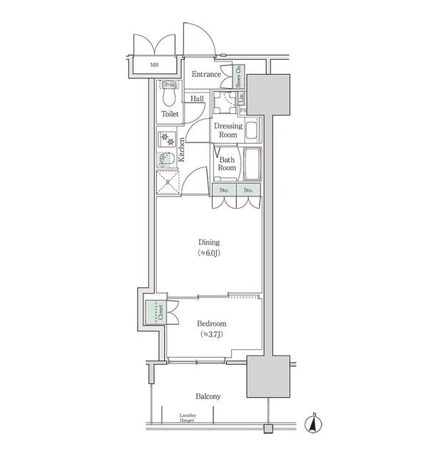 ブルックサイドレジデンス木場(2K/4階)の間取り写真
