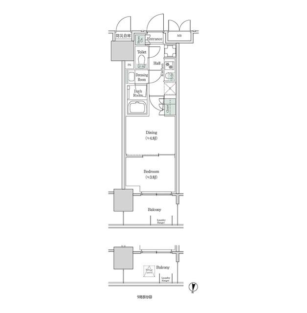 ブルックサイドレジデンス木場(2K/4階)の間取り写真