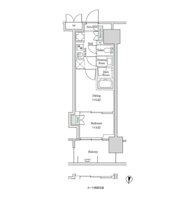 ブルックサイドレジデンス木場(2K/4階)の間取り写真