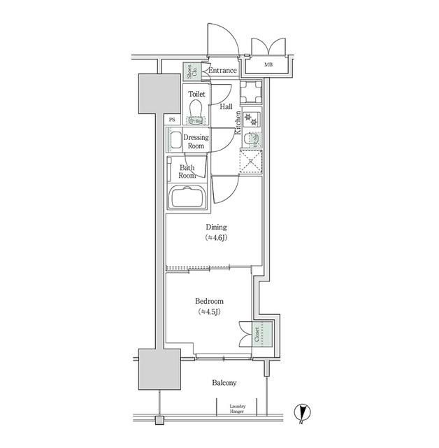ブルックサイドレジデンス木場(2K/4階)の間取り写真