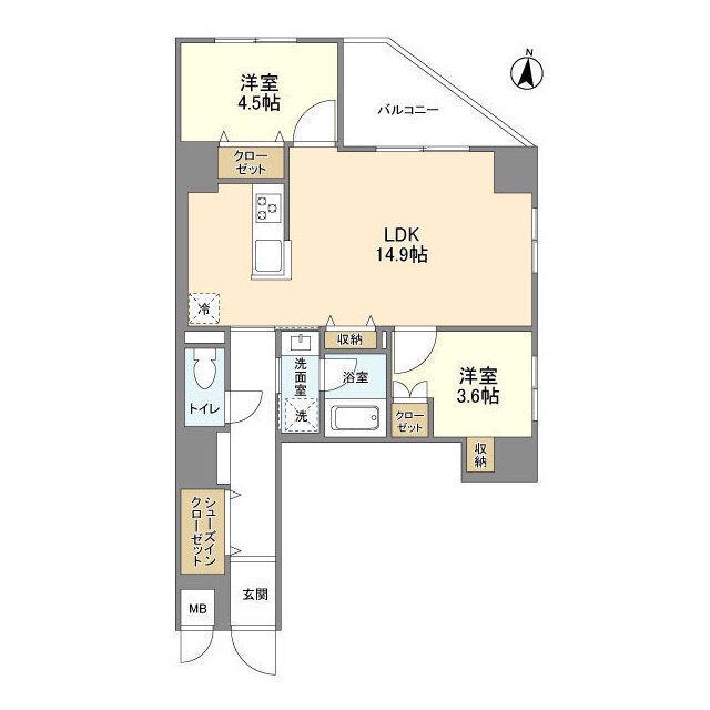 グランカーサ錦糸町Ⅱ(2LDK/6階)の間取り写真