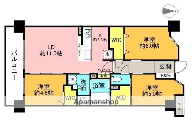ヴェレーナ東綾瀬公園(3LDK/2階)の間取り写真