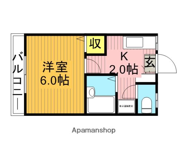 明風コーポ(1K/1階)の間取り写真