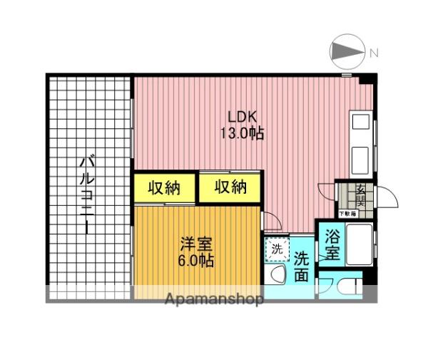 カステーロ フチ(1LDK/2階)の間取り写真