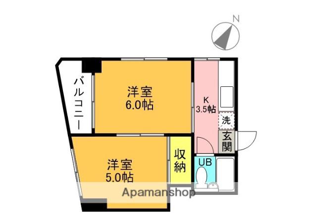 冨田ビル(2K/3階)の間取り写真
