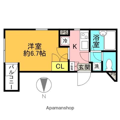 ヴェルト笹塚ツインⅡ(1K/4階)の間取り写真