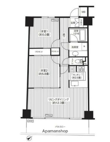 ウィスタ高井戸(2LDK/5階)の間取り写真