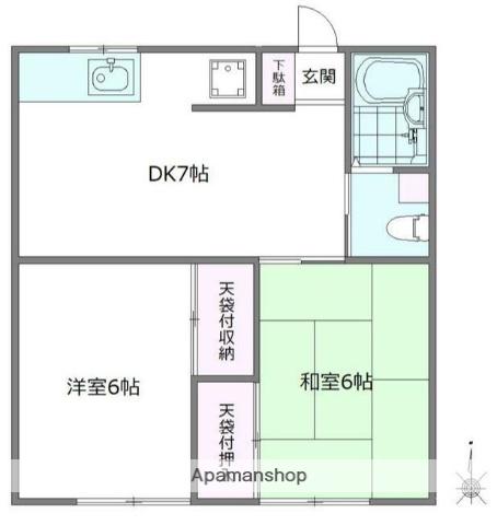 クレスト久我山(2DK/1階)の間取り写真