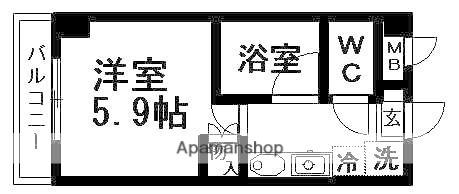 セレノⅡ(1K/3階)の間取り写真