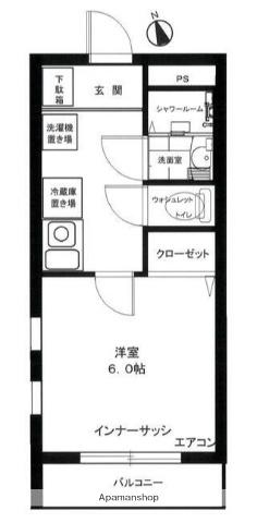 ウイングウエスト(1K/3階)の間取り写真