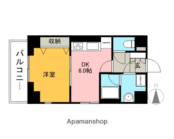 スパシエアルマール浮間公園(1DK/2階)の間取り写真