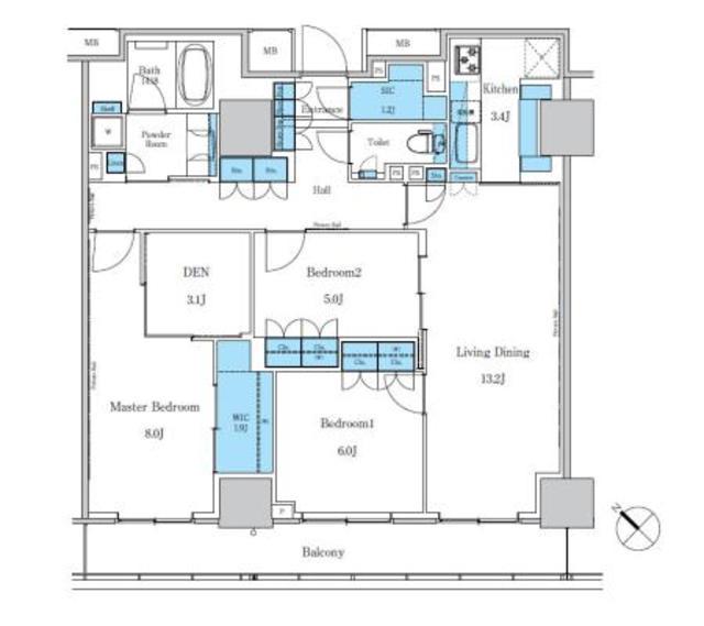 パークアクシス滝野川ラ ブリーズ(3LDK/12階)の間取り写真