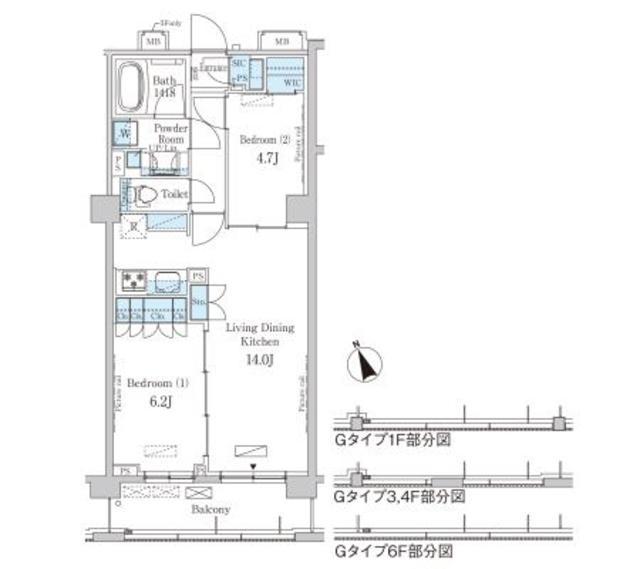 パークアクシス駒込HILLTOP(2LDK/3階)の間取り写真